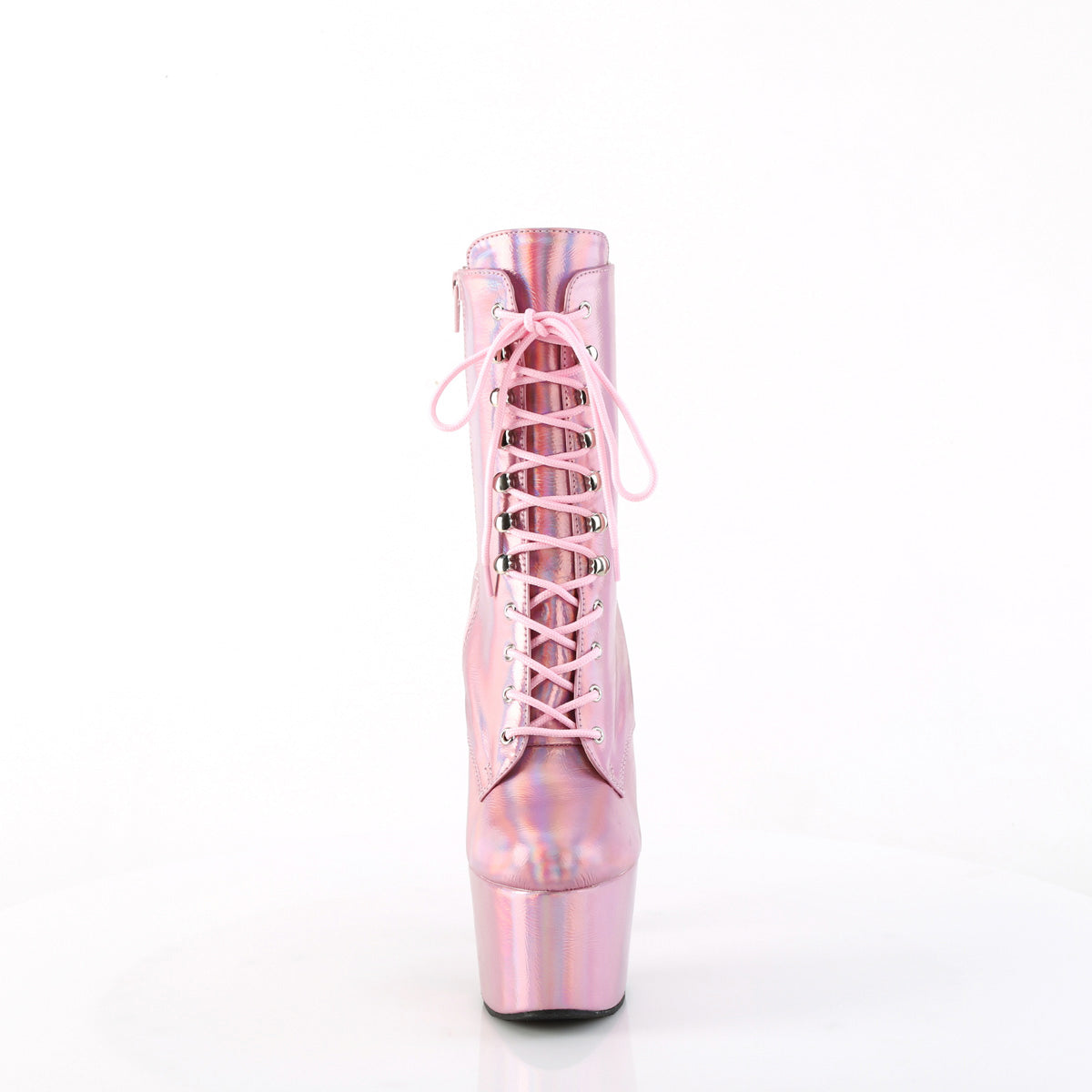 7" Heel, 2 3/4" Pf Lace-Up Front Ankle Boot, Side Zip Pleaser Pleaser ADORE/1020HG