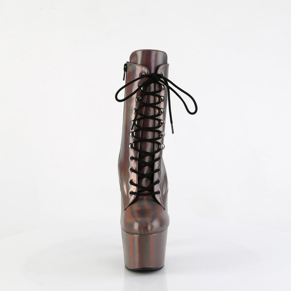 7" Heel, 2 3/4" Pf Lace-Up Front Ankle Boot, Side Zip Pleaser Pleaser ADORE/1020HG