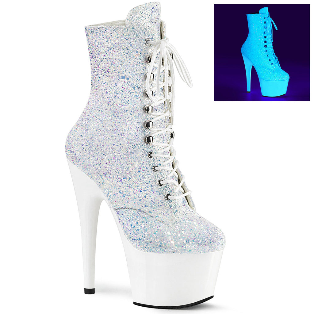 7" Heel, 2 3/4" PF Lace-Up Front Ankle Boot, Side Zip Pleaser Pleaser ADORE/1020LG