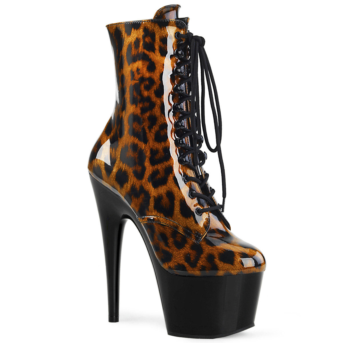 7" Heel, 2 3/4" PF Lace-Up Front Ankle Boot, Side Zip Pleaser  ADORE/1020LP