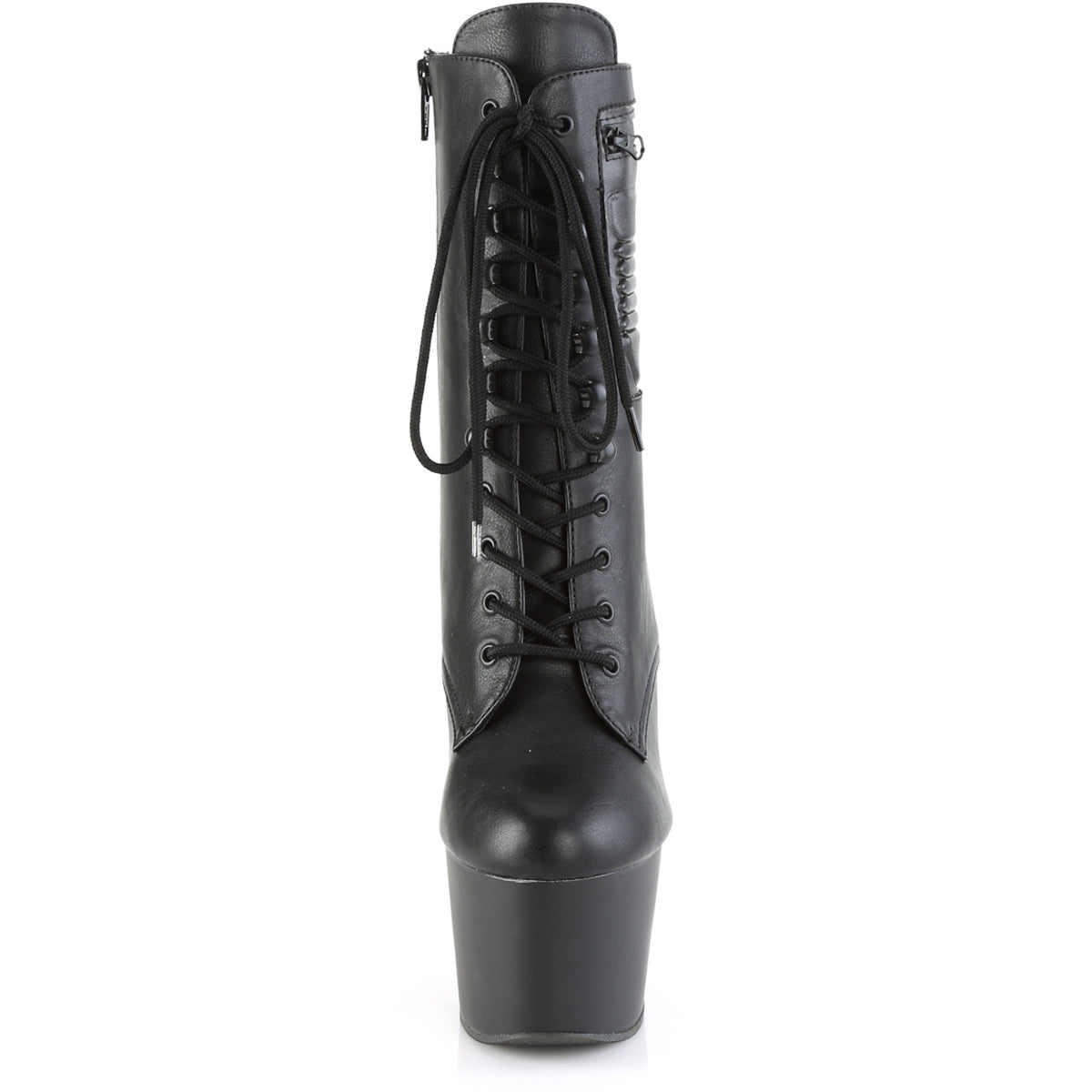 7" Heel, 2 3/4" Pf Lace-Up Front Ankle Boot, Side Zip Pleaser Pleaser ADORE/1020PK