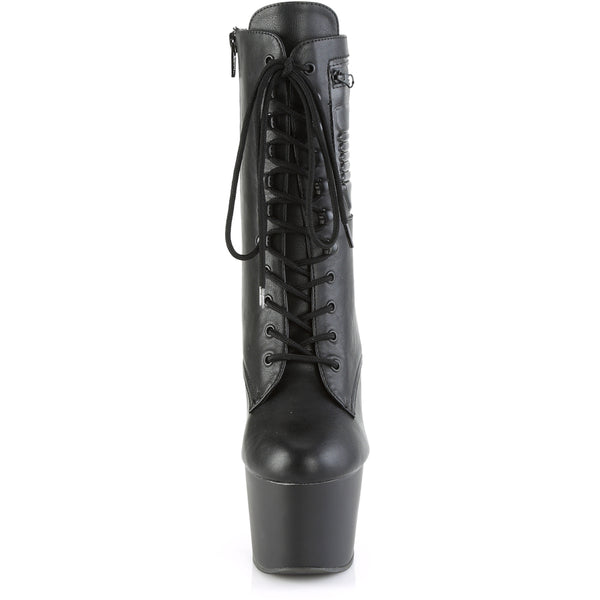 7" Heel, 2 3/4" Pf Lace-Up Front Ankle Boot, Side Zip Pleaser Pleaser ADORE/1020PK