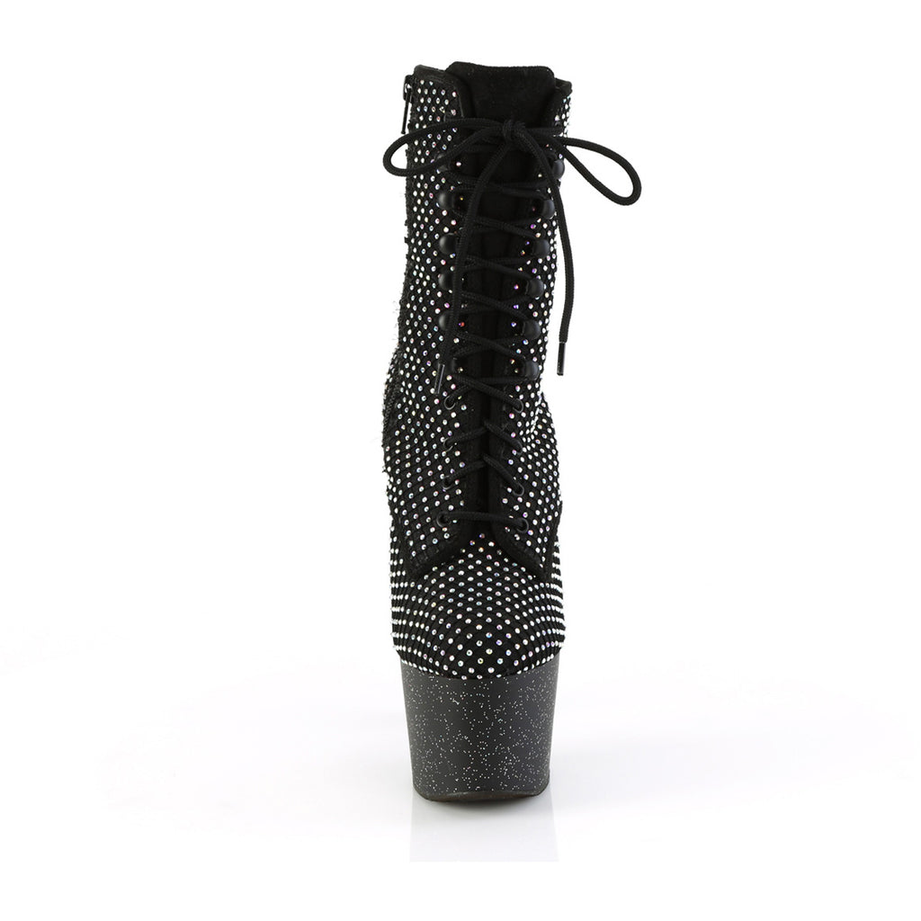 7" Heel, 2 3/4" Pf Lace-Up Front Ankle Boot, Side Zip Pleaser  ADORE/1020RM