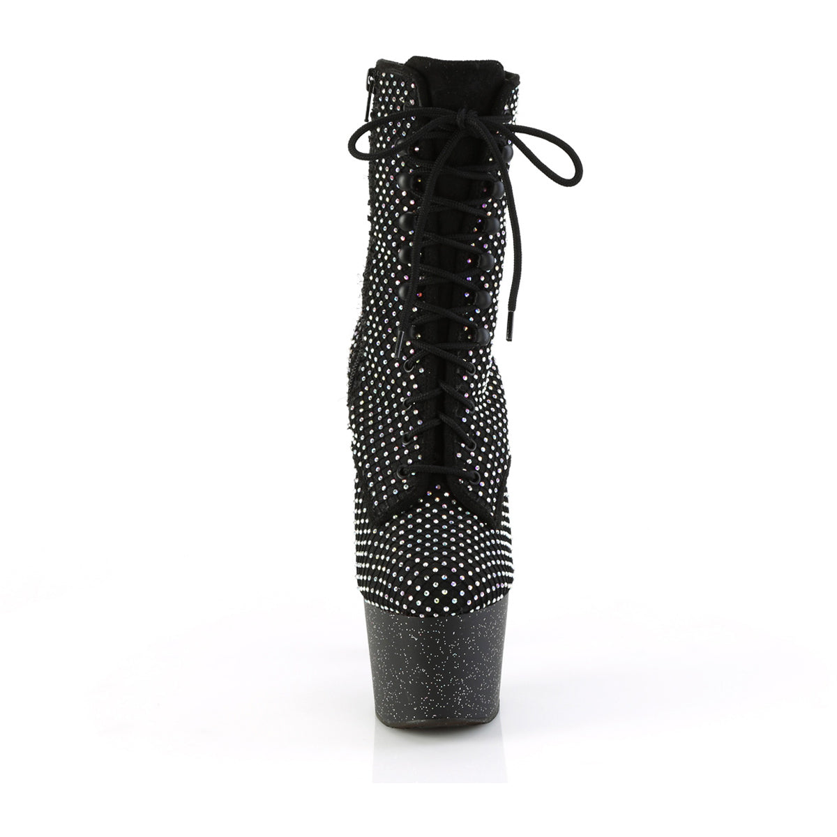 7" Heel, 2 3/4" Pf Lace-Up Front Ankle Boot, Side Zip Pleaser  ADORE/1020RM