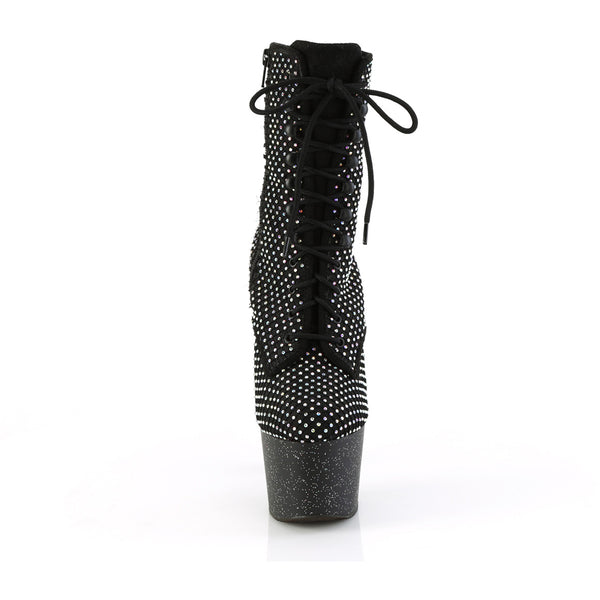 7" Heel, 2 3/4" Pf Lace-Up Front Ankle Boot, Side Zip Pleaser  ADORE/1020RM