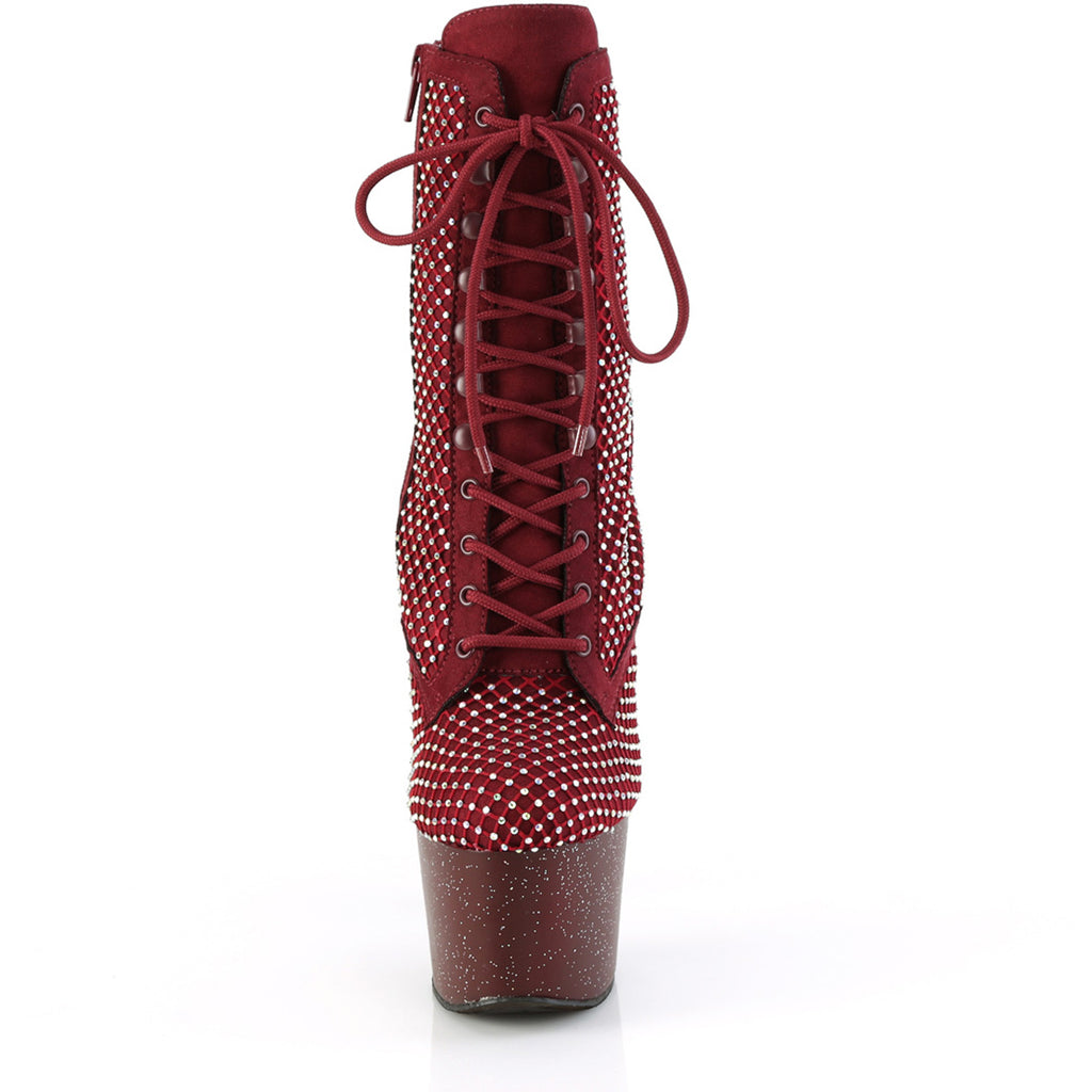 7" Heel, 2 3/4" Pf Lace-Up Front Ankle Boot, Side Zip Pleaser  ADORE/1020RM