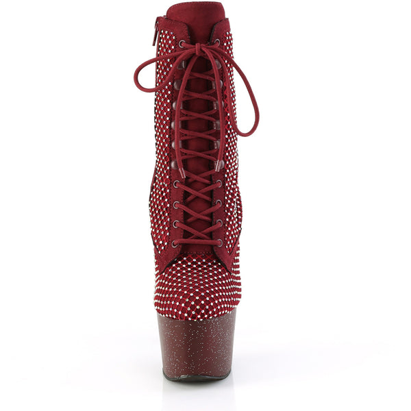 7" Heel, 2 3/4" Pf Lace-Up Front Ankle Boot, Side Zip Pleaser  ADORE/1020RM