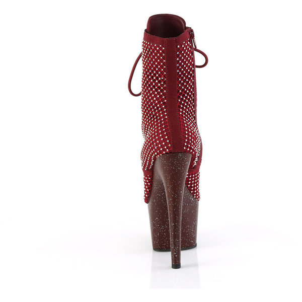 7" Heel, 2 3/4" Pf Lace-Up Front Ankle Boot, Side Zip Pleaser  ADORE/1020RM