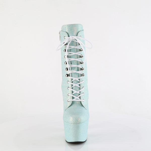 7" Heel, 2 3/4" Pf Lace-Up Front Ankle Boot, Side Zip Pleaser Pleaser ADORE/1020SDG