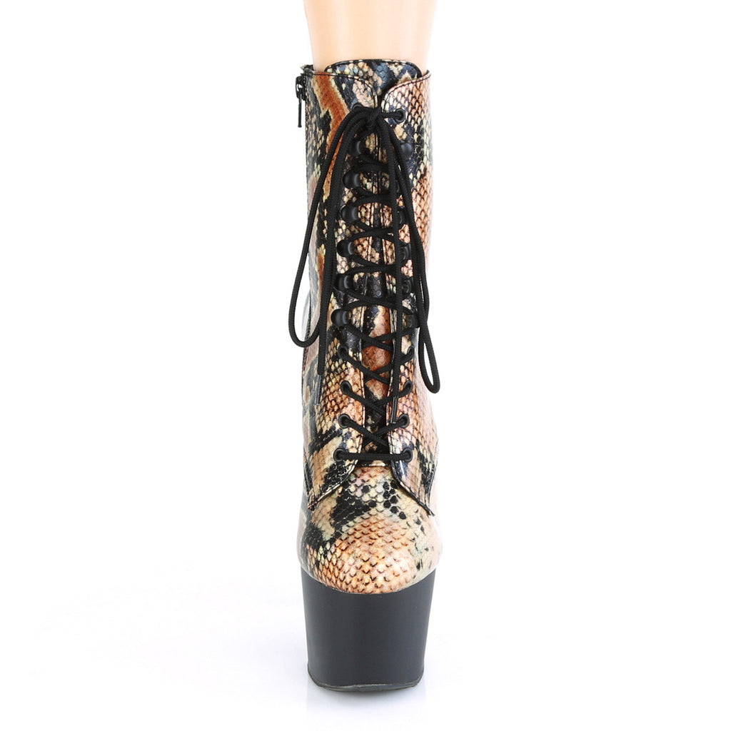 7" Heel, 2 3/4" Pf Lace-up Front Ankle Boot, Side Zip Pleaser Pleaser ADORE/1020SP