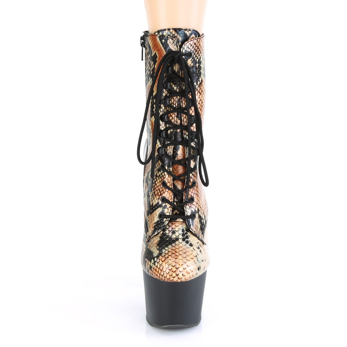 7" Heel, 2 3/4" Pf Lace-up Front Ankle Boot, Side Zip Pleaser Pleaser ADORE/1020SP