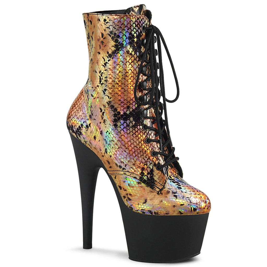 7" Heel, 2 3/4" Pf Lace-up Front Ankle Boot, Side Zip Pleaser Pleaser ADORE/1020SP