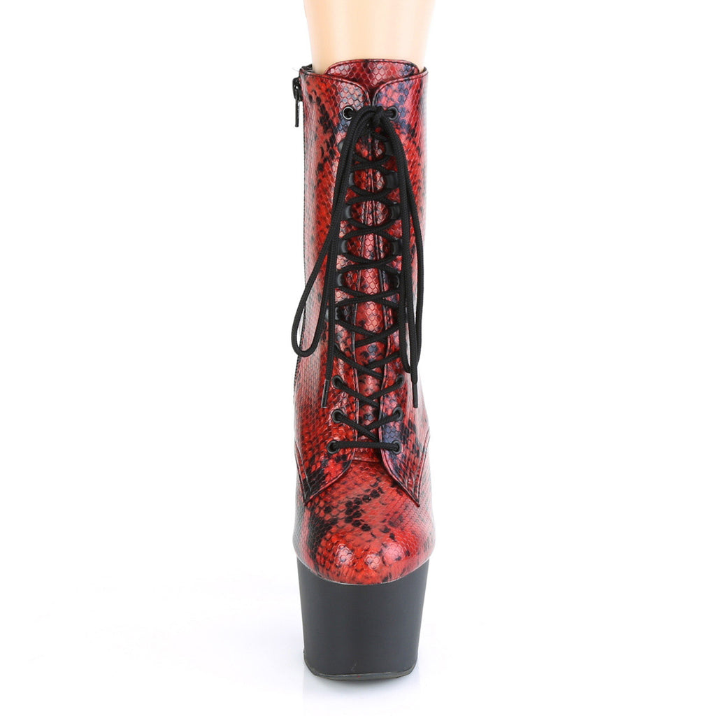 7" Heel, 2 3/4" Pf Lace-up Front Ankle Boot, Side Zip Pleaser Pleaser ADORE/1020SP