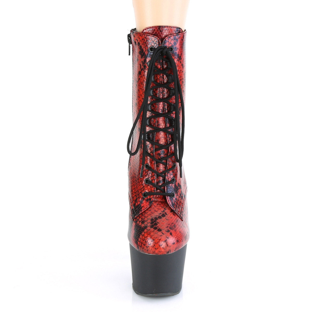 7" Heel, 2 3/4" Pf Lace-up Front Ankle Boot, Side Zip Pleaser Pleaser ADORE/1020SP