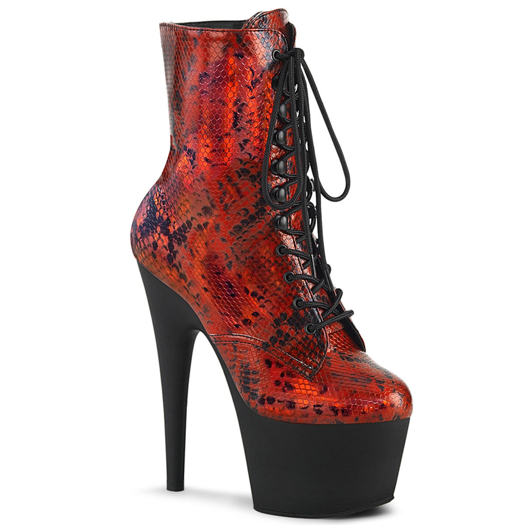 7" Heel, 2 3/4" Pf Lace-up Front Ankle Boot, Side Zip Pleaser Pleaser ADORE/1020SP