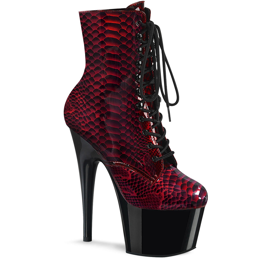 7" Heel, 2 3/4" Pf Lace-up Front Ankle Boot, Side Zip Pleaser Pleaser ADORE/1020SP
