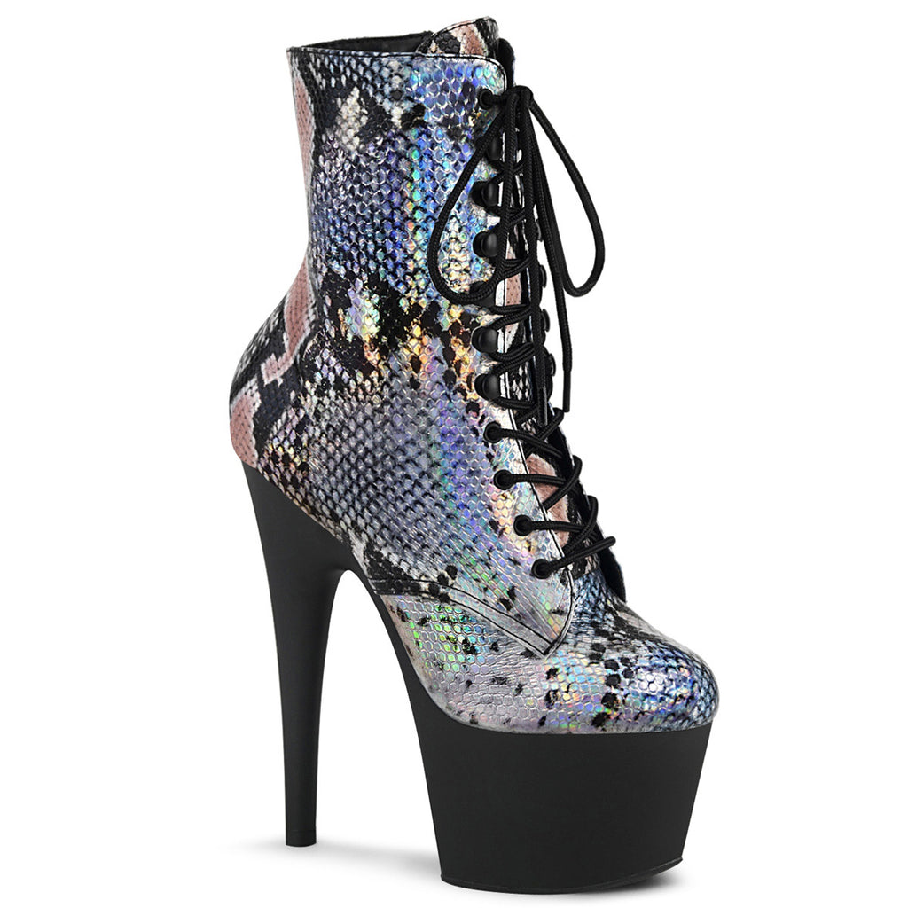 7" Heel, 2 3/4" Pf Lace-up Front Ankle Boot, Side Zip Pleaser Pleaser ADORE/1020SP
