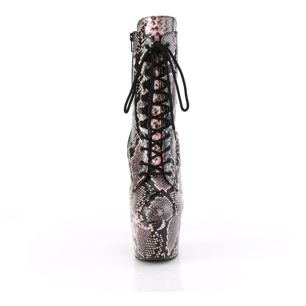 7" Heel, 2 3/4" Pf Lace-Up Mid Calf Boot, Side Zip Pleaser Pleaser ADORE/1020SPWR