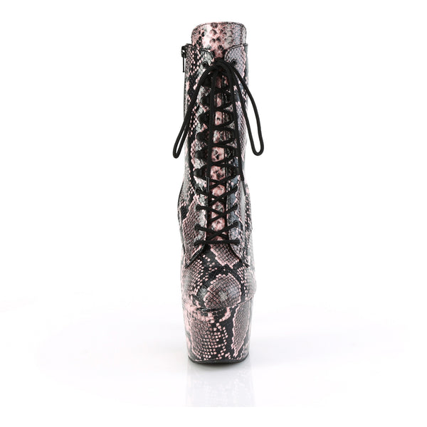 7" Heel, 2 3/4" Pf Lace-Up Mid Calf Boot, Side Zip Pleaser Pleaser ADORE/1020SPWR