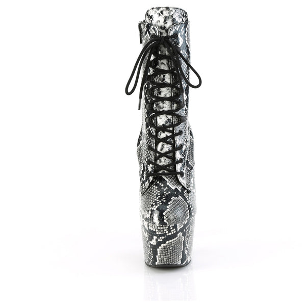 7" Heel, 2 3/4" Pf Lace-Up Mid Calf Boot, Side Zip Pleaser Pleaser ADORE/1020SPWR