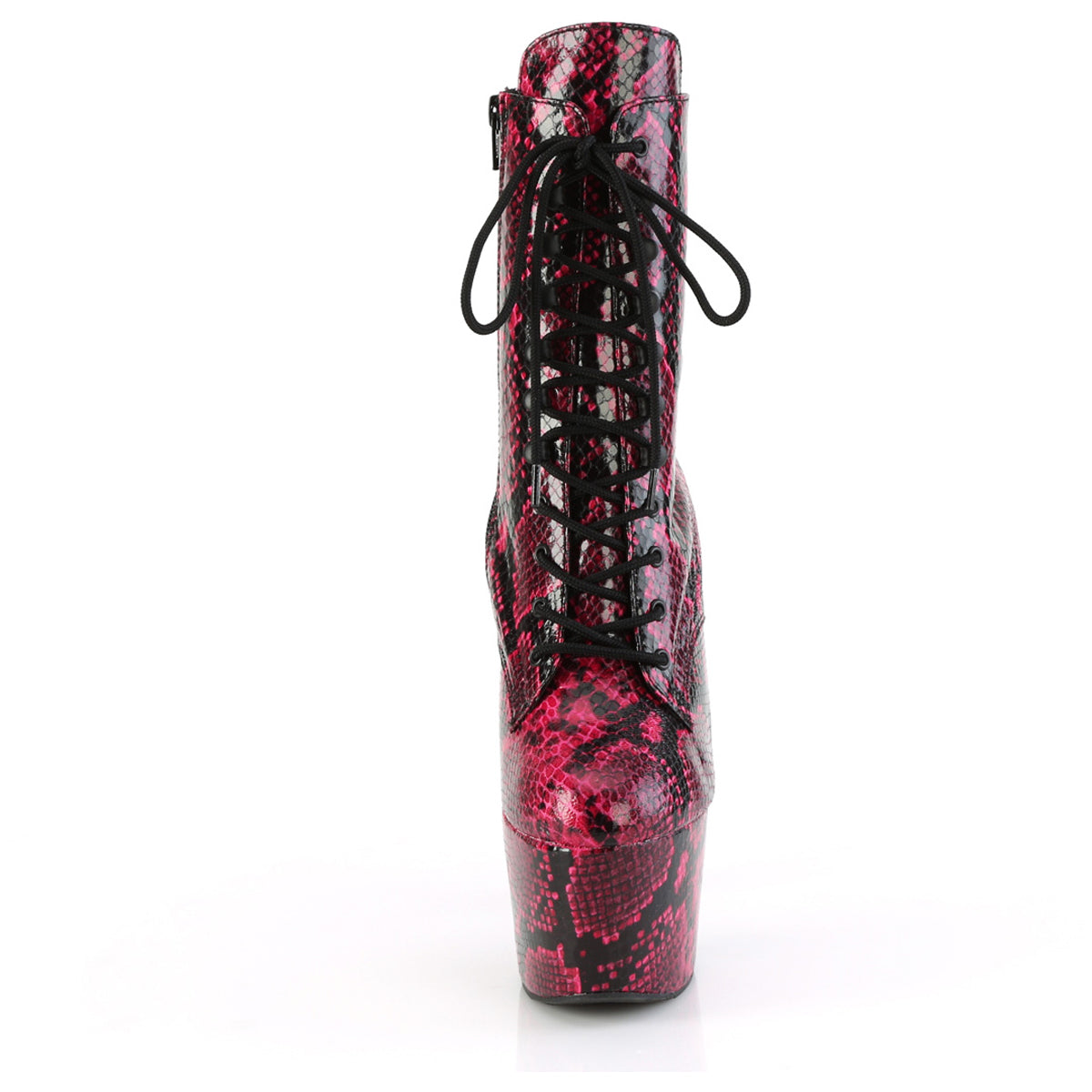 7" Heel, 2 3/4" Pf Lace-Up Mid Calf Boot, Side Zip Pleaser Pleaser ADORE/1020SPWR