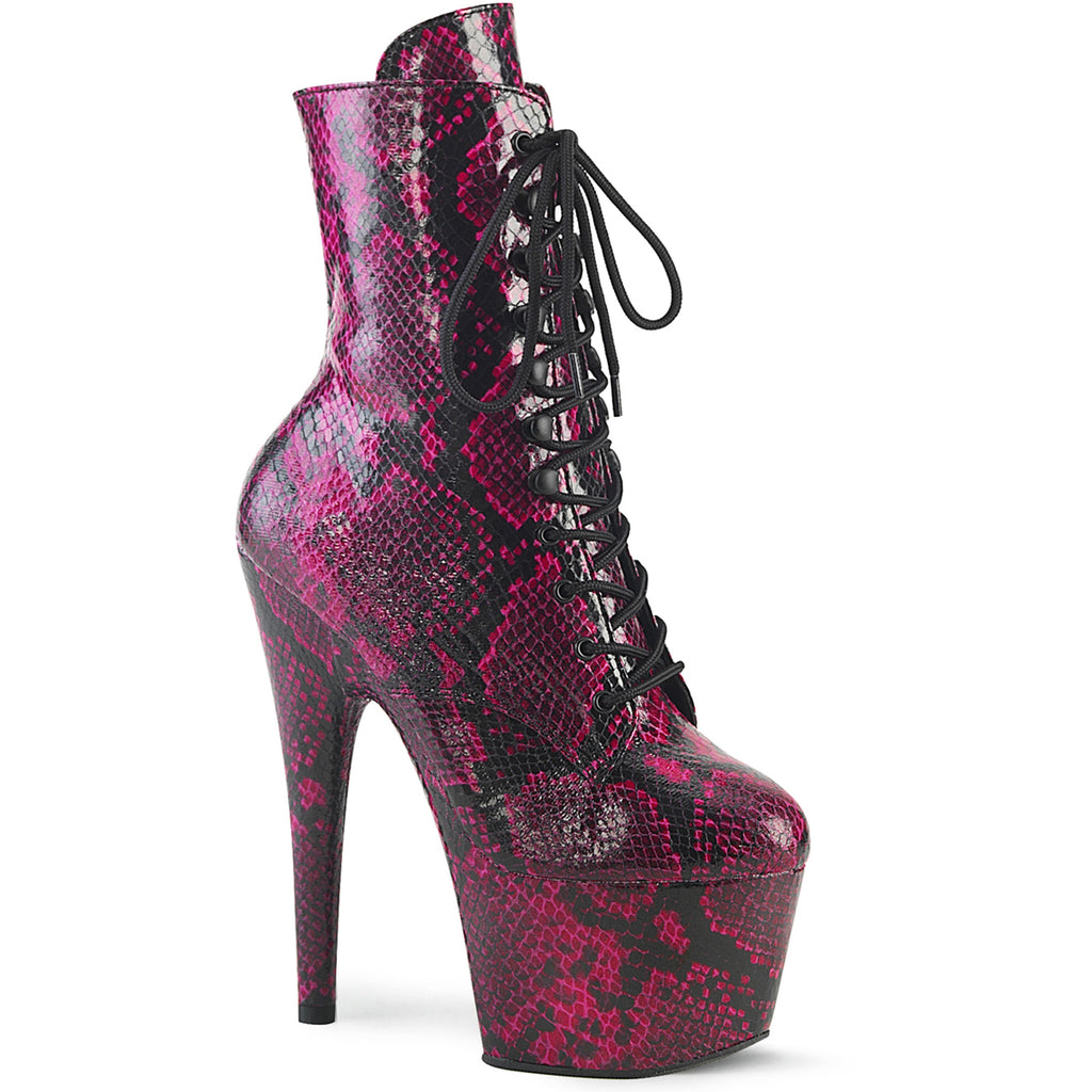 7" Heel, 2 3/4" Pf Lace-Up Mid Calf Boot, Side Zip Pleaser Pleaser ADORE/1020SPWR