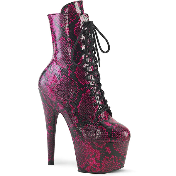 7" Heel, 2 3/4" Pf Lace-Up Mid Calf Boot, Side Zip Pleaser Pleaser ADORE/1020SPWR
