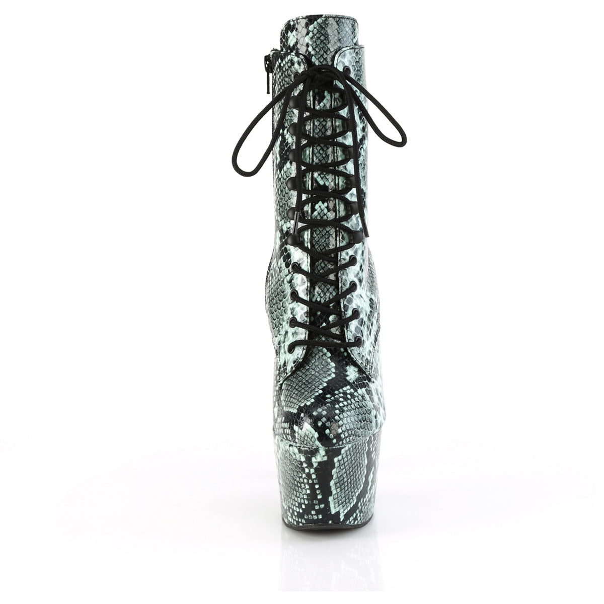 7" Heel, 2 3/4" Pf Lace-Up Mid Calf Boot, Side Zip Pleaser Pleaser ADORE/1020SPWR