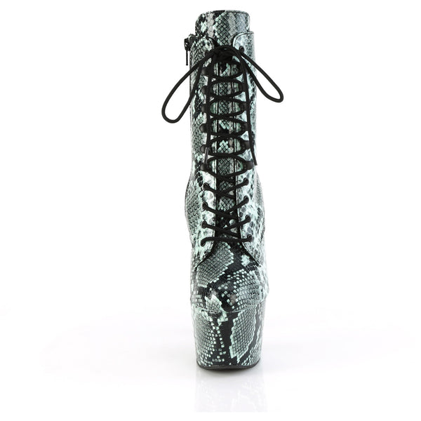 7" Heel, 2 3/4" Pf Lace-Up Mid Calf Boot, Side Zip Pleaser Pleaser ADORE/1020SPWR