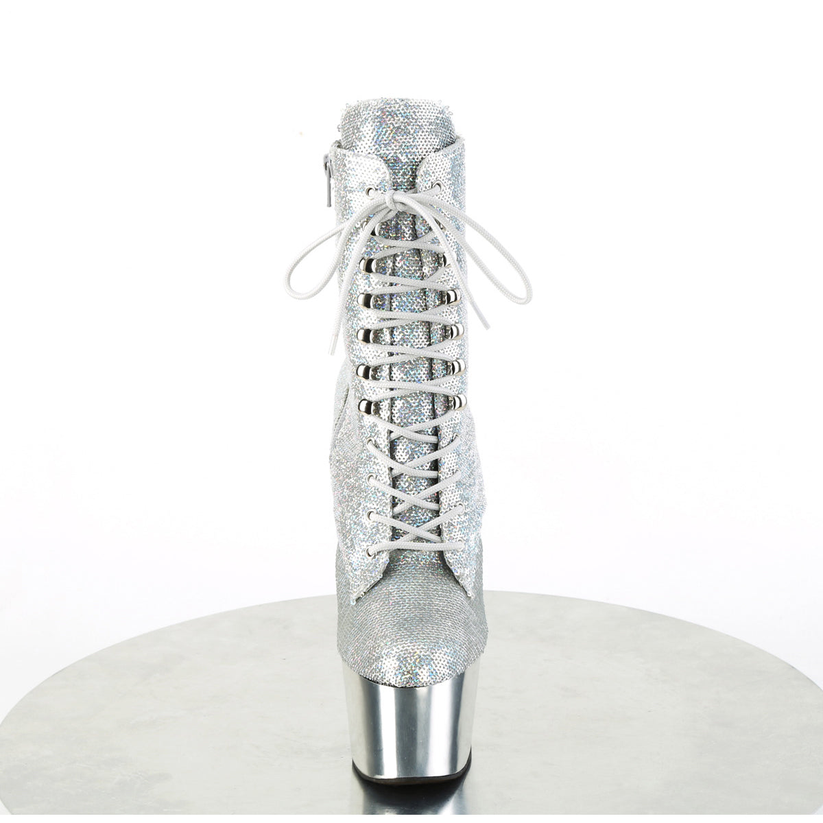 Pleaser Adore 7 Inch Heel Lace-Up Sequins Ankle Platform Boots Secondary image