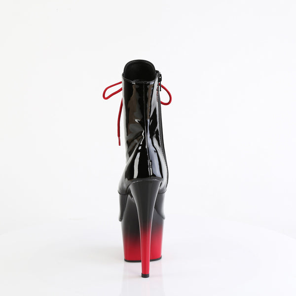 7" Heel, 2 3/4" Pf Peep Toe Lace-Up Ankle Boot, Side Zip Pleaser Pleaser ADORE/1021BR/H