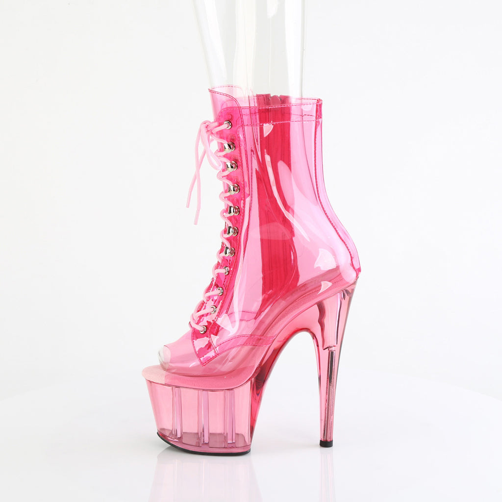 7" Heel, 2 3/4" Pf Peep Toe Lace-Up Front Ankle Boot Pleaser Pleaser ADORE/1021C/T