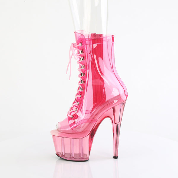 7" Heel, 2 3/4" Pf Peep Toe Lace-Up Front Ankle Boot Pleaser Pleaser ADORE/1021C/T