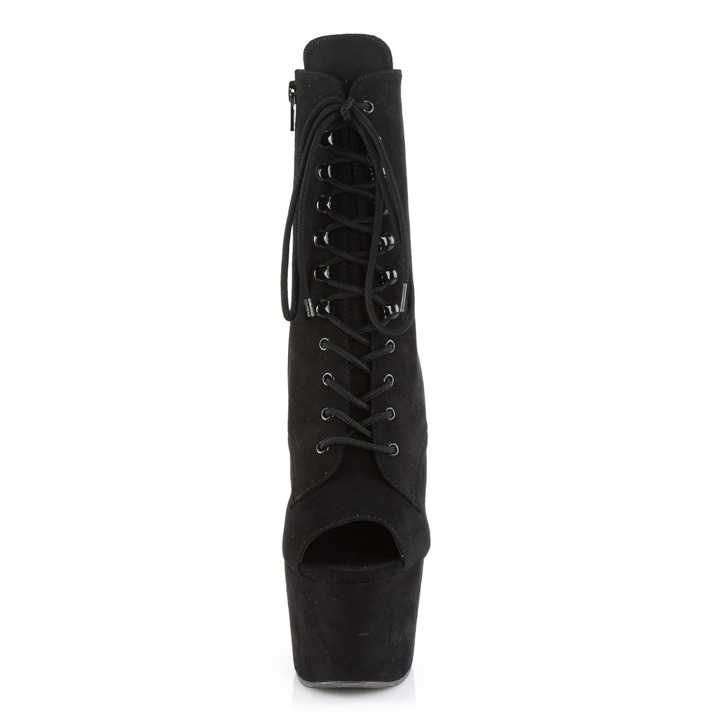 7" Heel, 2 3/4" PF Open Toe Lace-Up Ankle Boot, Side Zip Pleaser Pleaser ADORE/1021FS