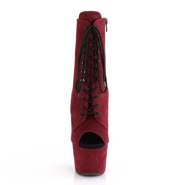 7" Heel, 2 3/4" PF Open Toe Lace-Up Ankle Boot, Side Zip Pleaser Pleaser ADORE/1021FS