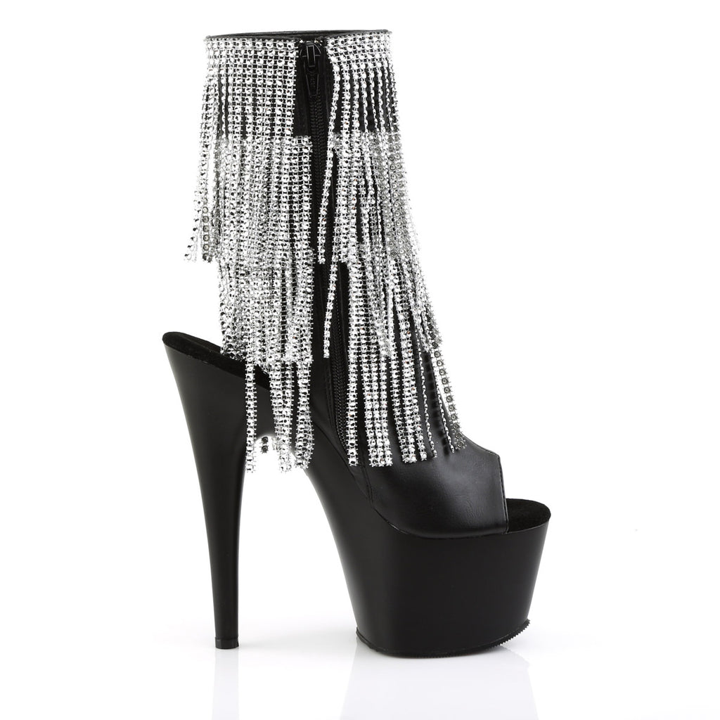 7" Heel, 2 3/4" Pf Open Toe/heel Ankle Boot, Side Zip Pleaser Pleaser ADORE/1024RSF