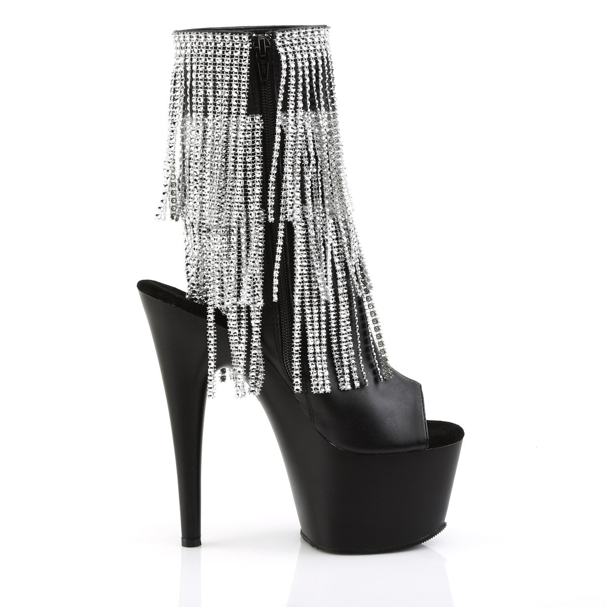 7" Heel, 2 3/4" Pf Open Toe/heel Ankle Boot, Side Zip Pleaser Pleaser ADORE/1024RSF