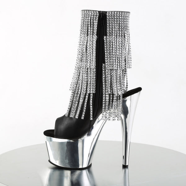 7" Heel, 2 3/4" Pf Open Toe/heel Ankle Boot, Side Zip Pleaser Pleaser ADORE/1024RSF