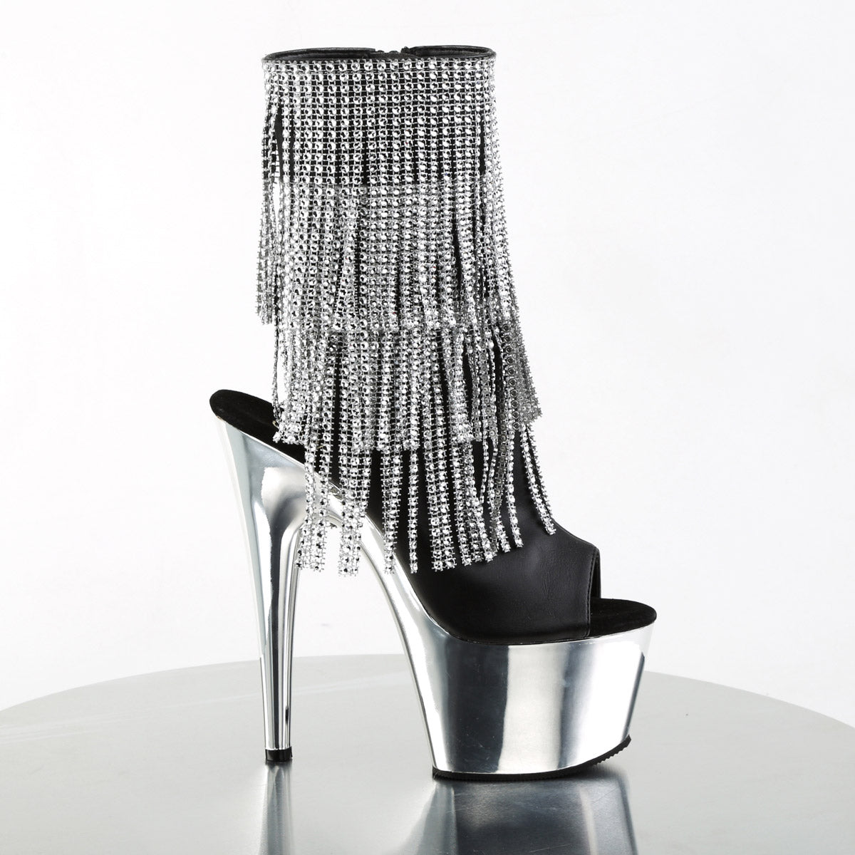 7" Heel, 2 3/4" Pf Open Toe/heel Ankle Boot, Side Zip Pleaser Pleaser ADORE/1024RSF