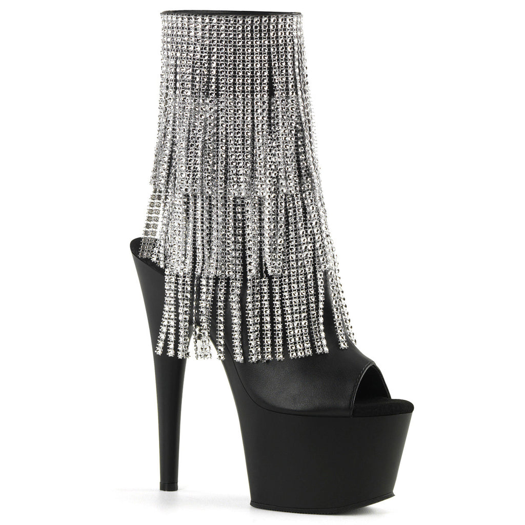 7" Heel, 2 3/4" Pf Open Toe/heel Ankle Boot, Side Zip Pleaser Pleaser ADORE/1024RSF