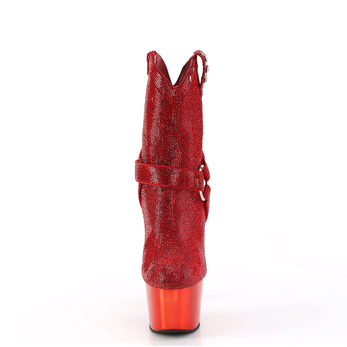 7" Heel, 2 3/4" Pf Rs Embellished Ankle Boot, Side Zip Pleaser Pleaser ADORE/1029CHRS