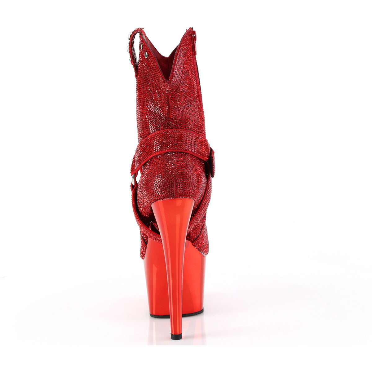 7" Heel, 2 3/4" Pf Rs Embellished Ankle Boot, Side Zip Pleaser Pleaser ADORE/1029CHRS