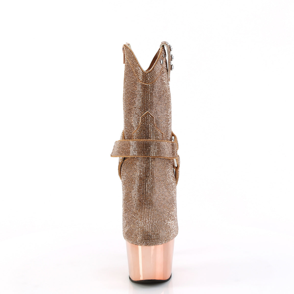 7" Heel, 2 3/4" Pf Rs Embellished Ankle Boot, Side Zip Pleaser Pleaser ADORE/1029CHRS