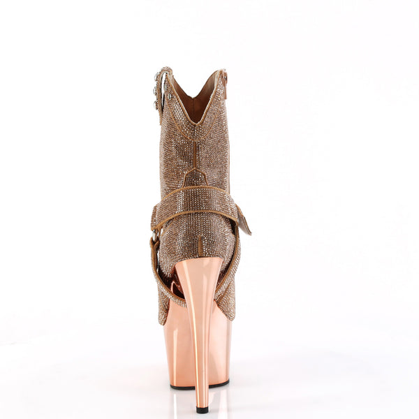 7" Heel, 2 3/4" Pf Rs Embellished Ankle Boot, Side Zip Pleaser Pleaser ADORE/1029CHRS