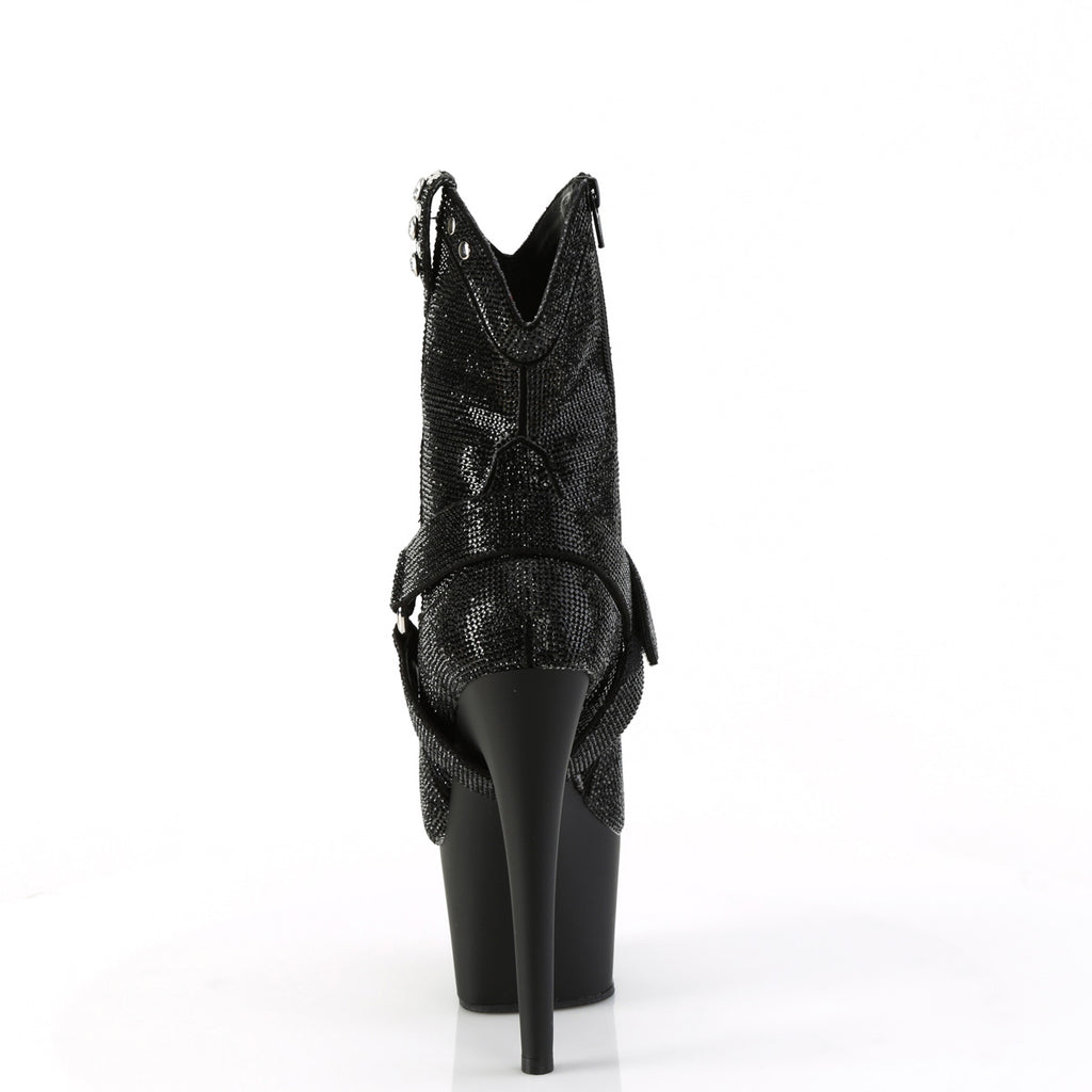 7" Heel, 2 3/4" Pf Rs Embellished Ankle Boot, Side Zip Pleaser Pleaser ADORE/1029RS