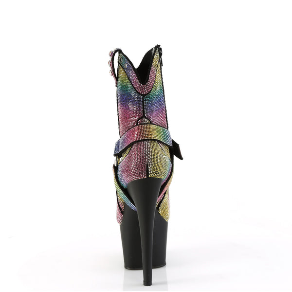 7" Heel, 2 3/4" Pf Rs Embellished Ankle Boot, Side Zip Pleaser Pleaser ADORE/1029RS