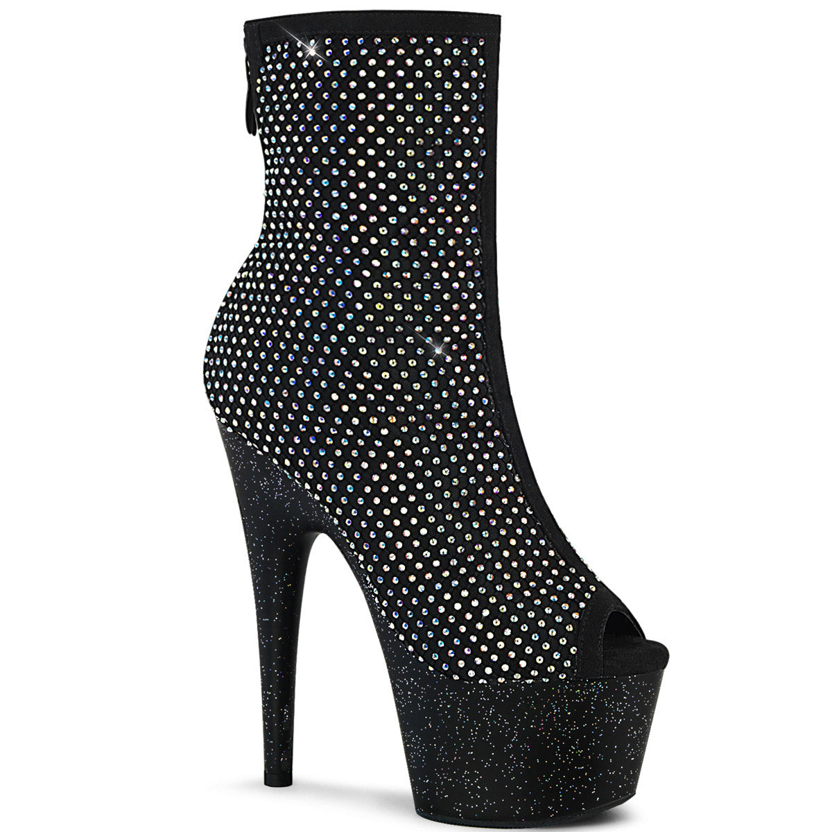 7" Heel, 2" PF Open Toe Ankle Boot, Back Zip Pleaser Pleaser ADORE/1031GM