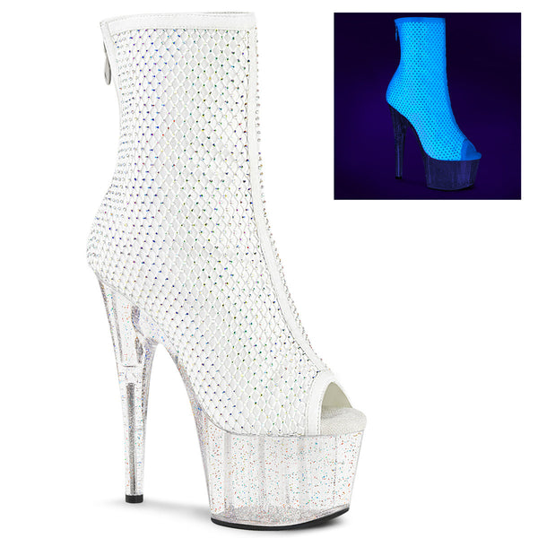 7" Heel, 2" PF Open Toe Ankle Boot, Back Zip Pleaser Pleaser ADORE/1031GM