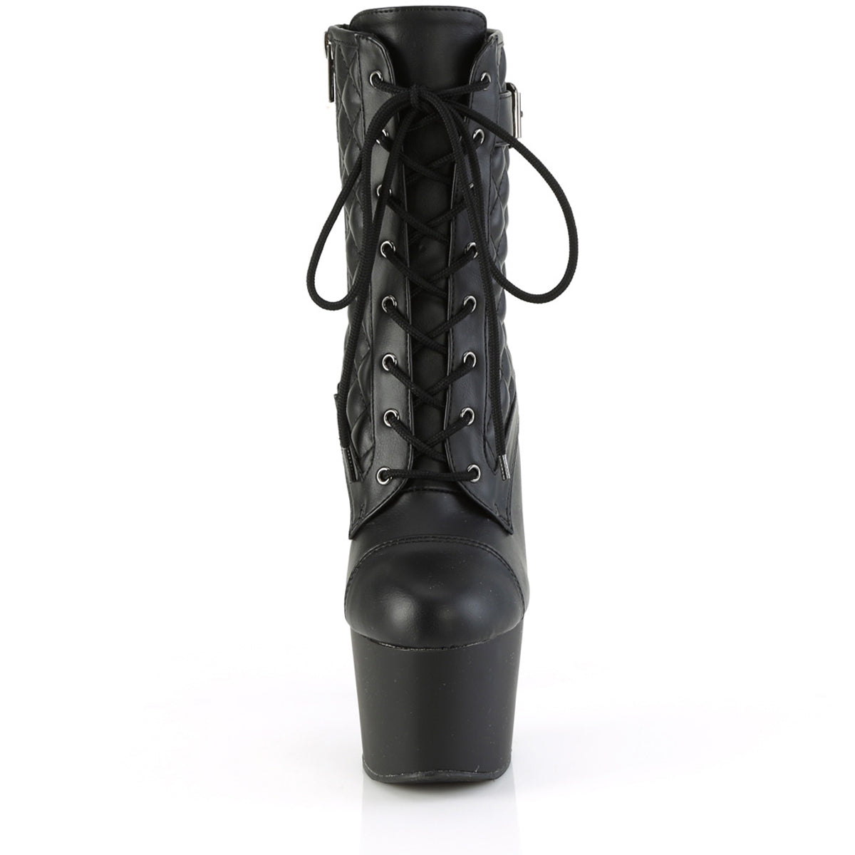 Pleaser Adore 1033 Quilted Buckled Lace-Up Platform Ankle Boots with 7 Inch Heel Secondary image