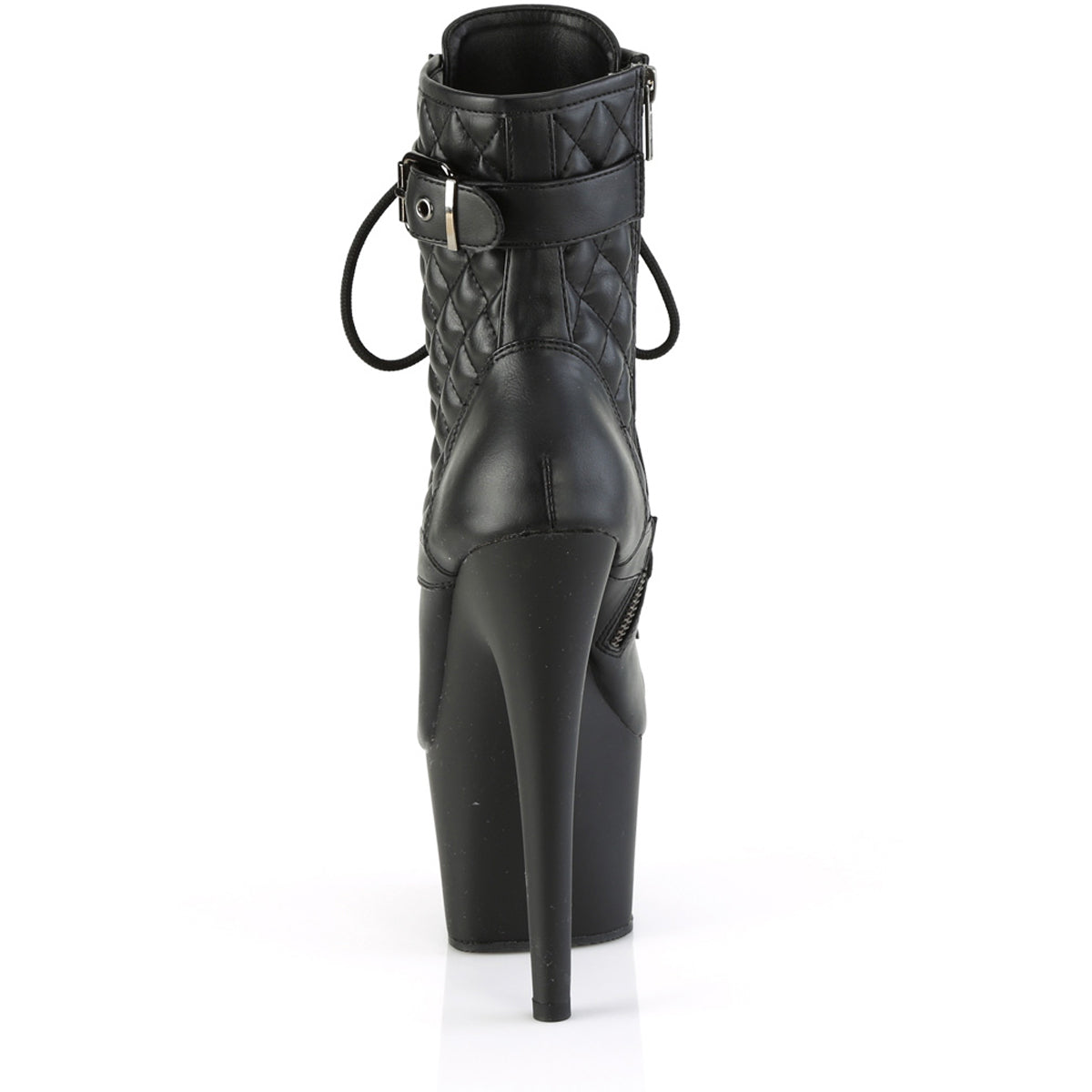 7" Heel, 2 3/4" Pf Buckled Lace-Up Ankle Boot, Side Zip Pleaser Pleaser ADORE/1033